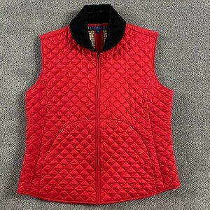 J. McLaughlin Vest Women's Medium Red Quilted Corduroy Collar
